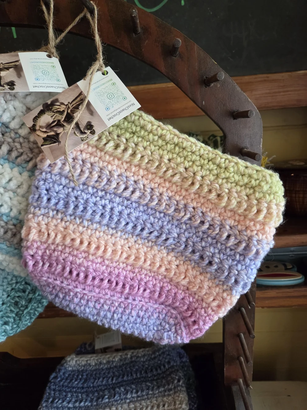 Handmade Crochet Cosmetic Bags in Varied Pastel Blues and Purples